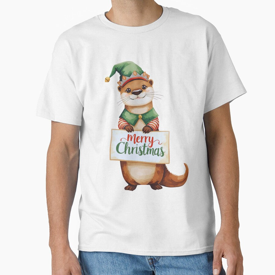 Playful Otter Elf – Festive Christmas Costume Art by Otterly Cute