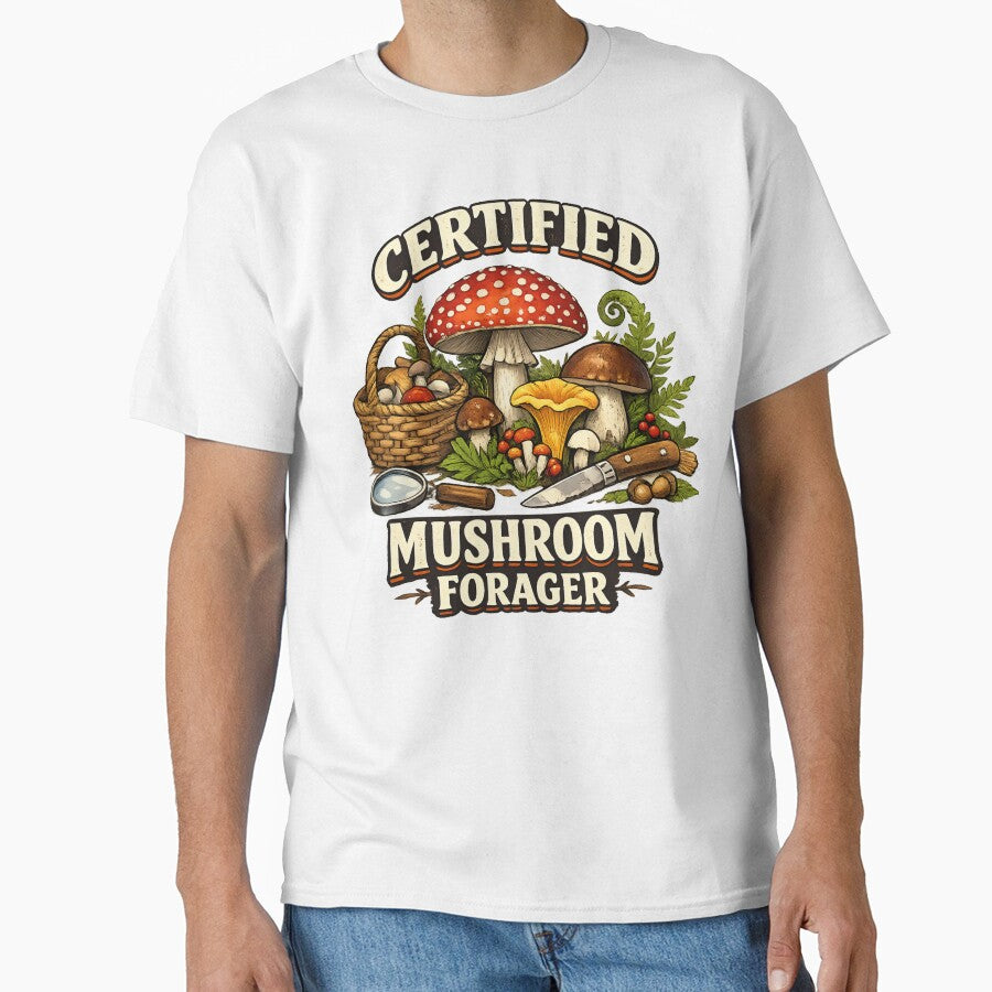 Certified Mushroom Forager - Vintage Mycology Botanical Design by Duellator