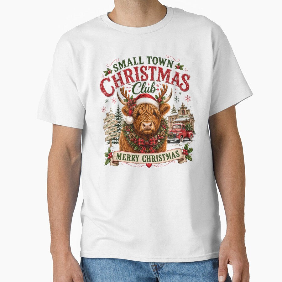 Small Town Christmas Club Rustic Highland Cow Country Holiday by DYAFLK