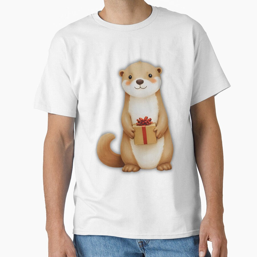 Very Cute Christmas Otter Holding a Gift – Cozy Holiday Animal Art by Otterly Cute