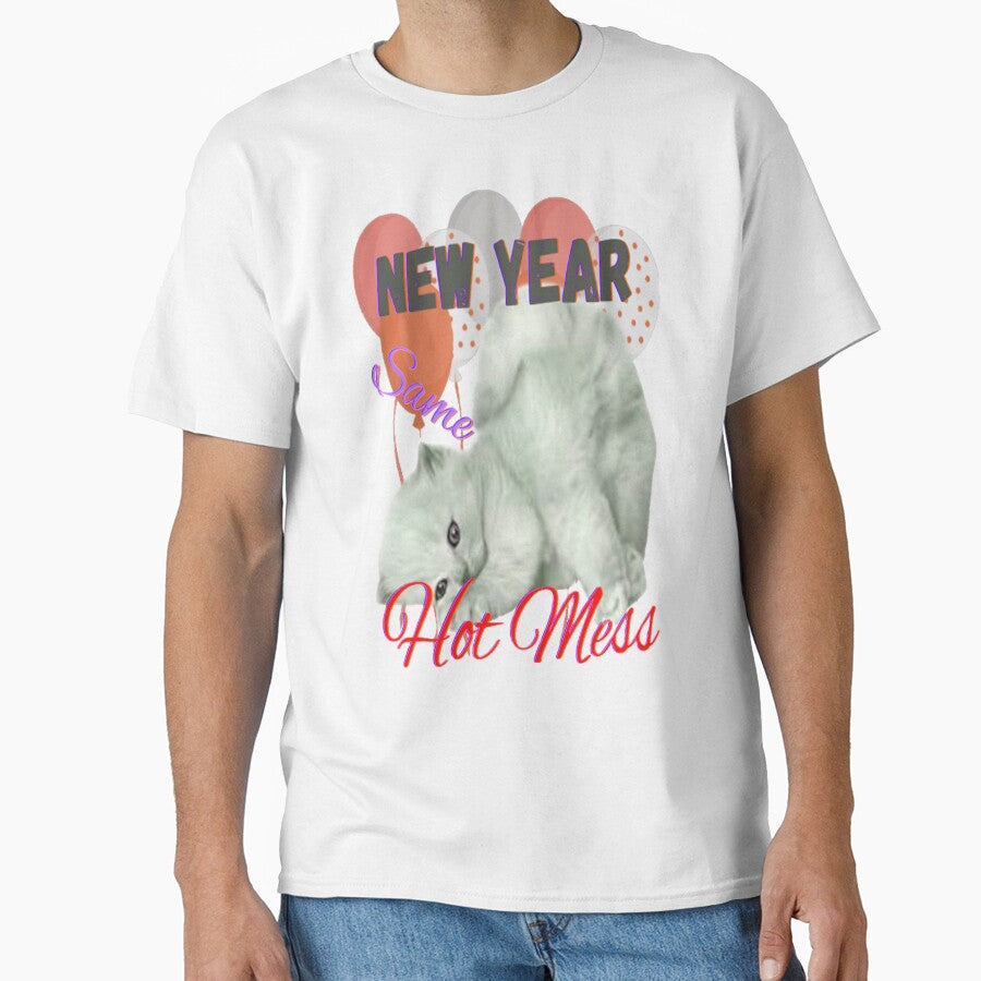 New Year Same Hot Mess Cat Lettering Design, 2, Howdy New Year, New Years Celebration, New Years Eve Countdown by Adri Barnard