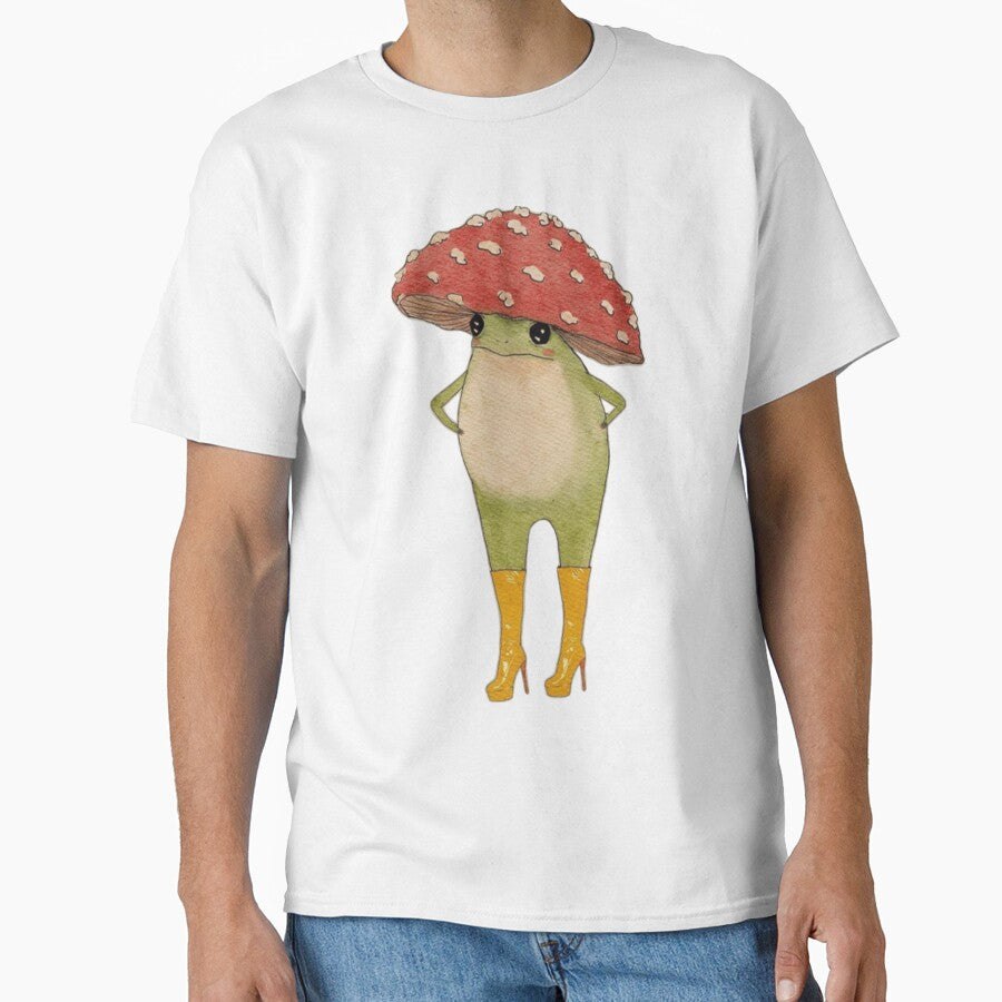 Sassy Frog In Yellow Boots Mushroom Hat Fashion by RibbitRender