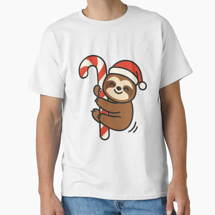 Sloth Hanging from Candy Cane – Cute Christmas Animal by Confuzz1ed