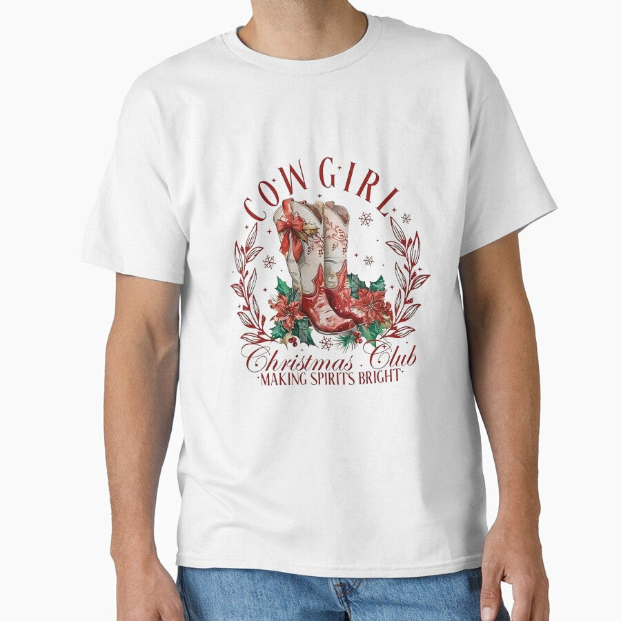 Cowgirl Christmas, Western Christmas Boots, Country Holiday, Making Spirits Bright by johnfitz-tee
