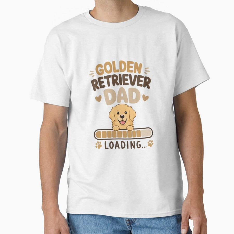 Golden Retriever Dad Loading Kawaii Minimalist T-Shirt by Ashley critters