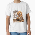 Cozy Coffee Golden Retriever Dog Dad Morning Kawaii T-Shirt by Ashley critters