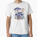 Blue Woodland Mushroom Watercolor Illustration by AmySevArts