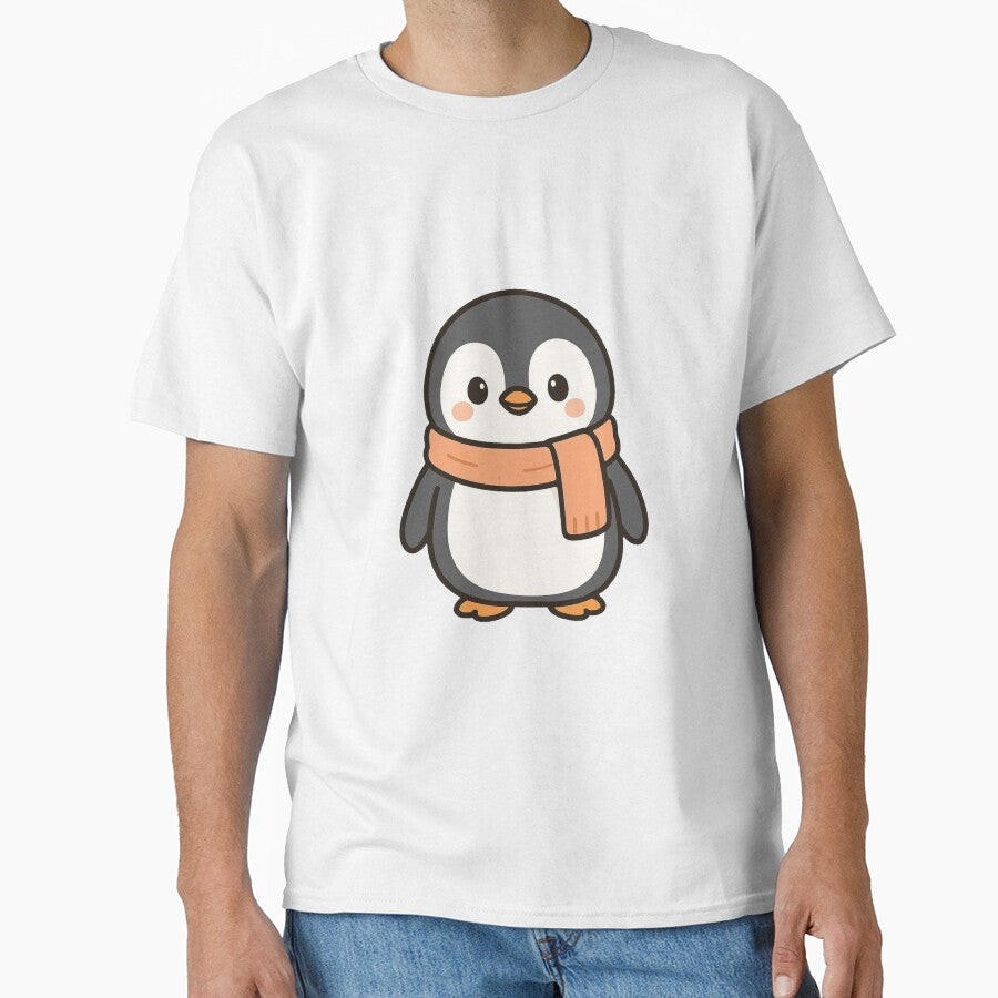 Sweet Penguin Wearing Cozy Winter Scarf – Adorable Animal Illustration by Confuzz1ed