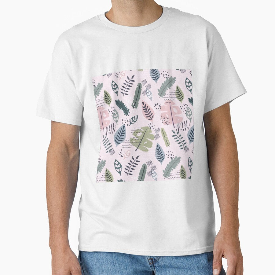 Cute Aesthetic green pink pastel botanical leaves pattern by samararibas