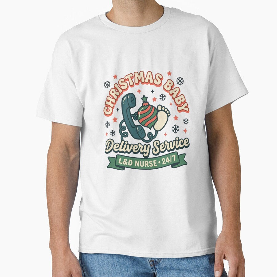 Christmas Baby Delivery Service L&D Nurse 24/7 Retro Holiday by raedattia