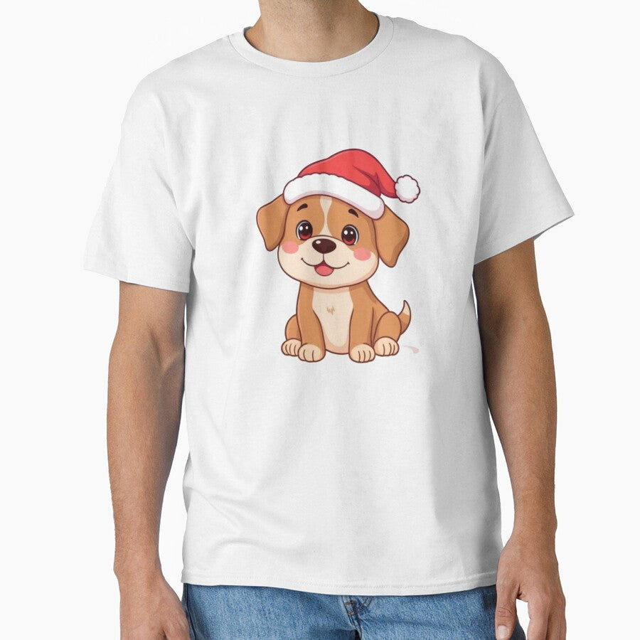 Cute Christmas Puppy Wearing Santa Hat – Funny Holiday Dog Illustration by BSL-STORE
