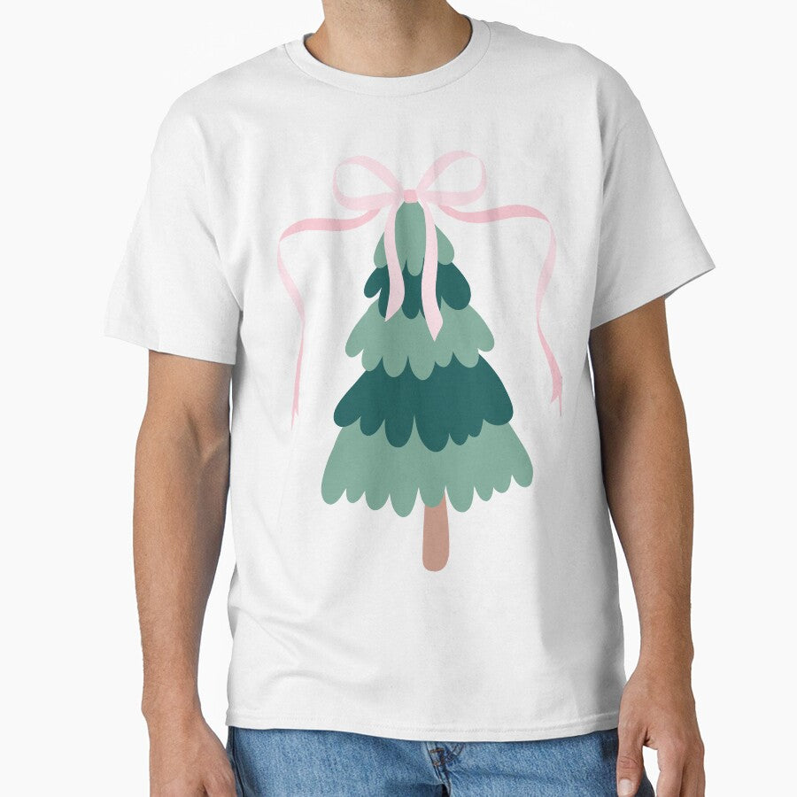 Coquette Christmas Tree Pink Ribbon Bow by Magnolia Valley Art