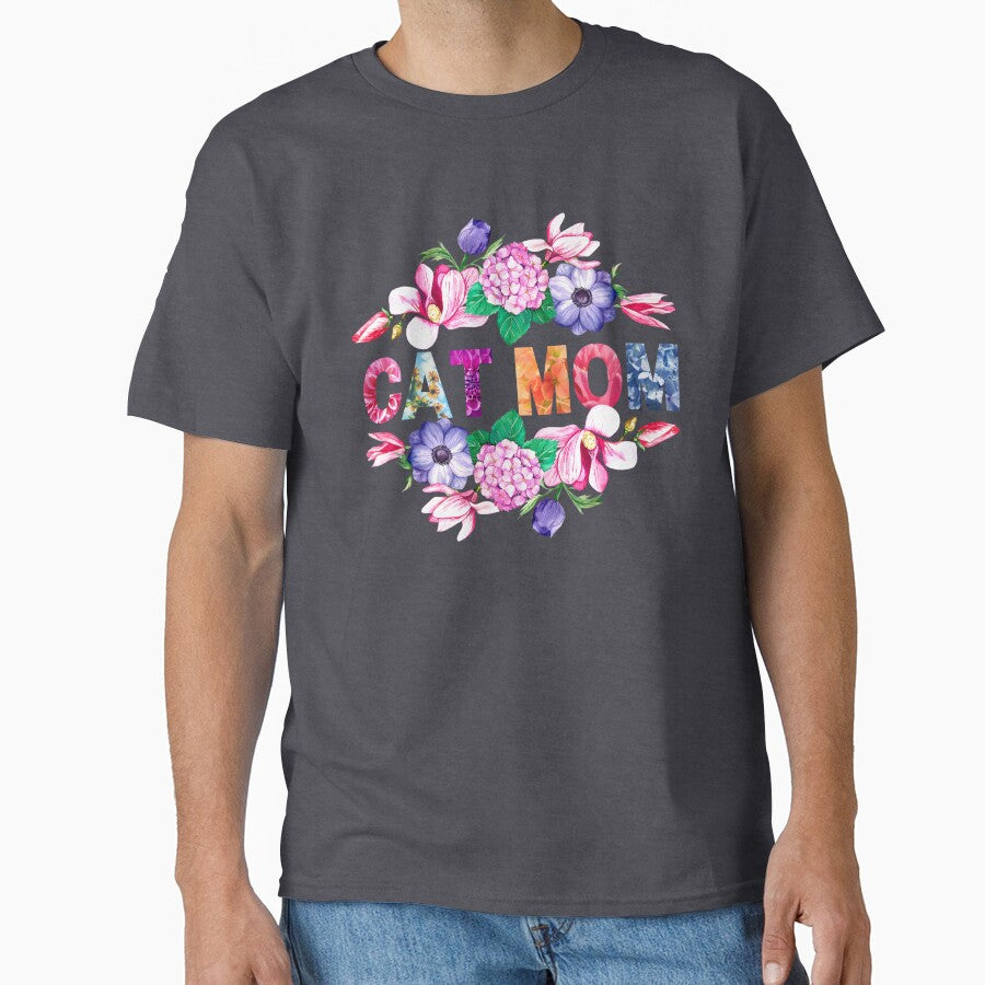 Cat Mom Floral Lettering Design - Perfect Mother's Day Gift for Cat Mom | Beautiful Flowers Filled Patterned Letters by Pawfect-Purr