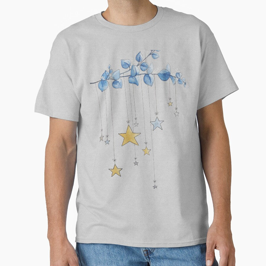 Watercolor Eucalyptus Branch and Stars by Jessfm
