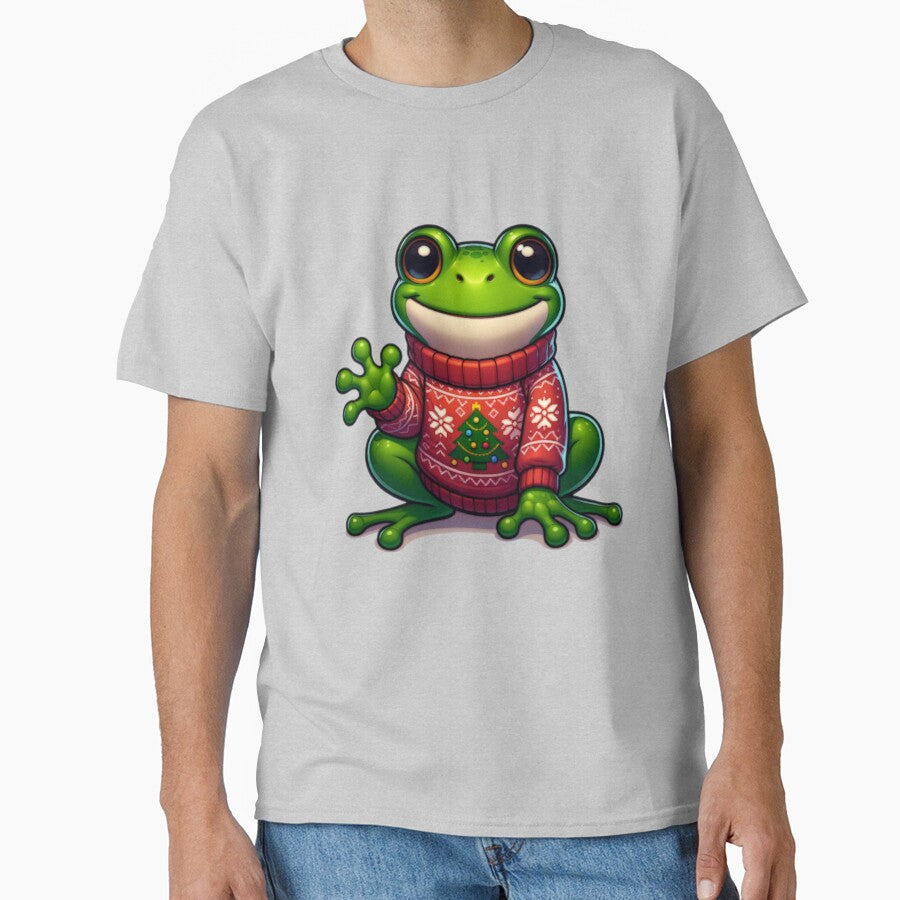 Cartoon Frog Wearing Christmas Sweater by BassHeadMomma