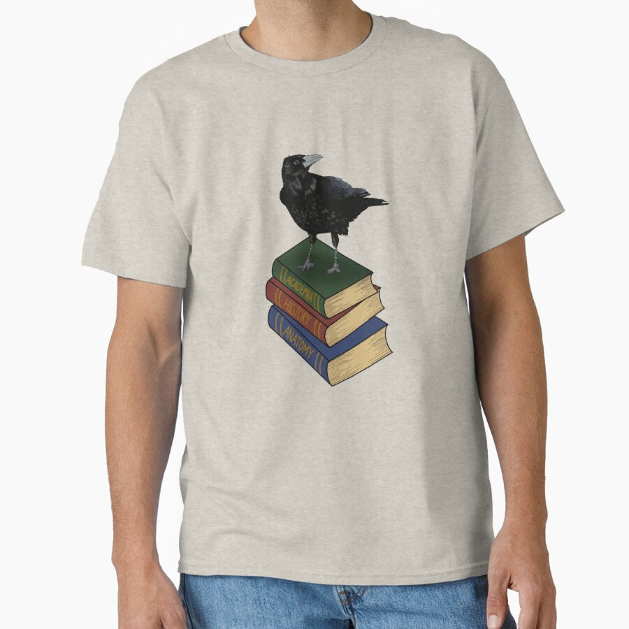 Dark Academia Crow on Stack of Books by easears