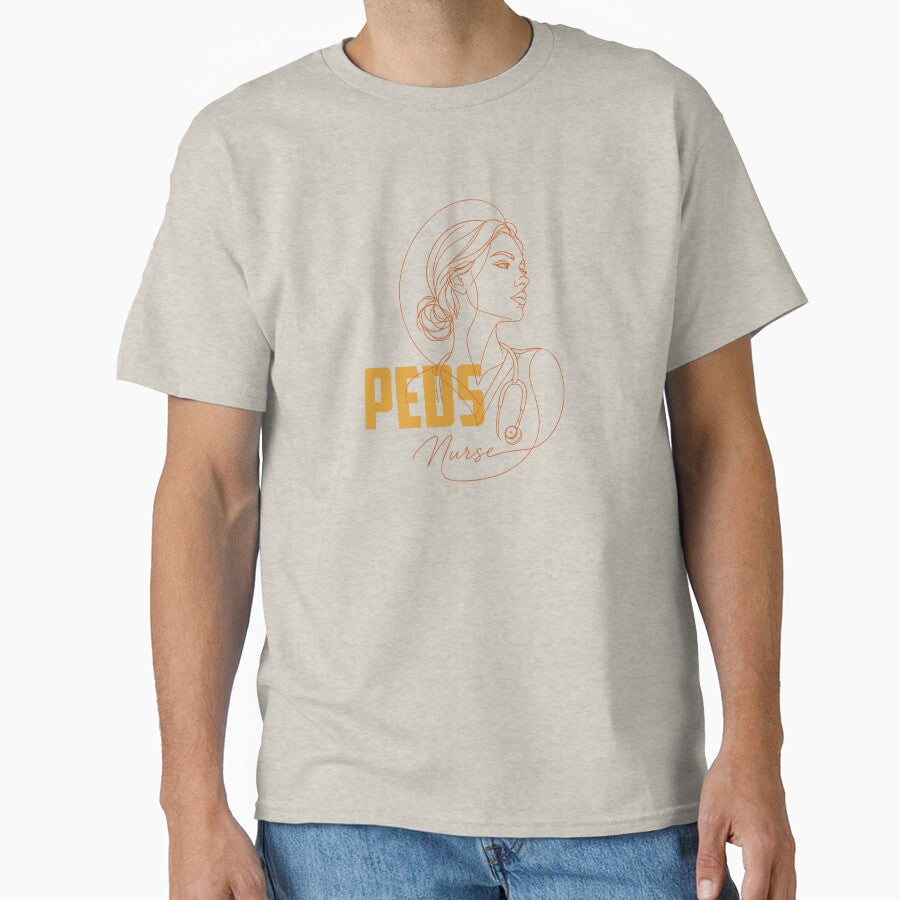 Peds Nurse Line Art — Pediatric Nurse Gift | Aesthetic RN Portrait Shirt by KiwyStudio