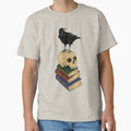 Dark Academia Crow on Skull on Stack of Books by easears
