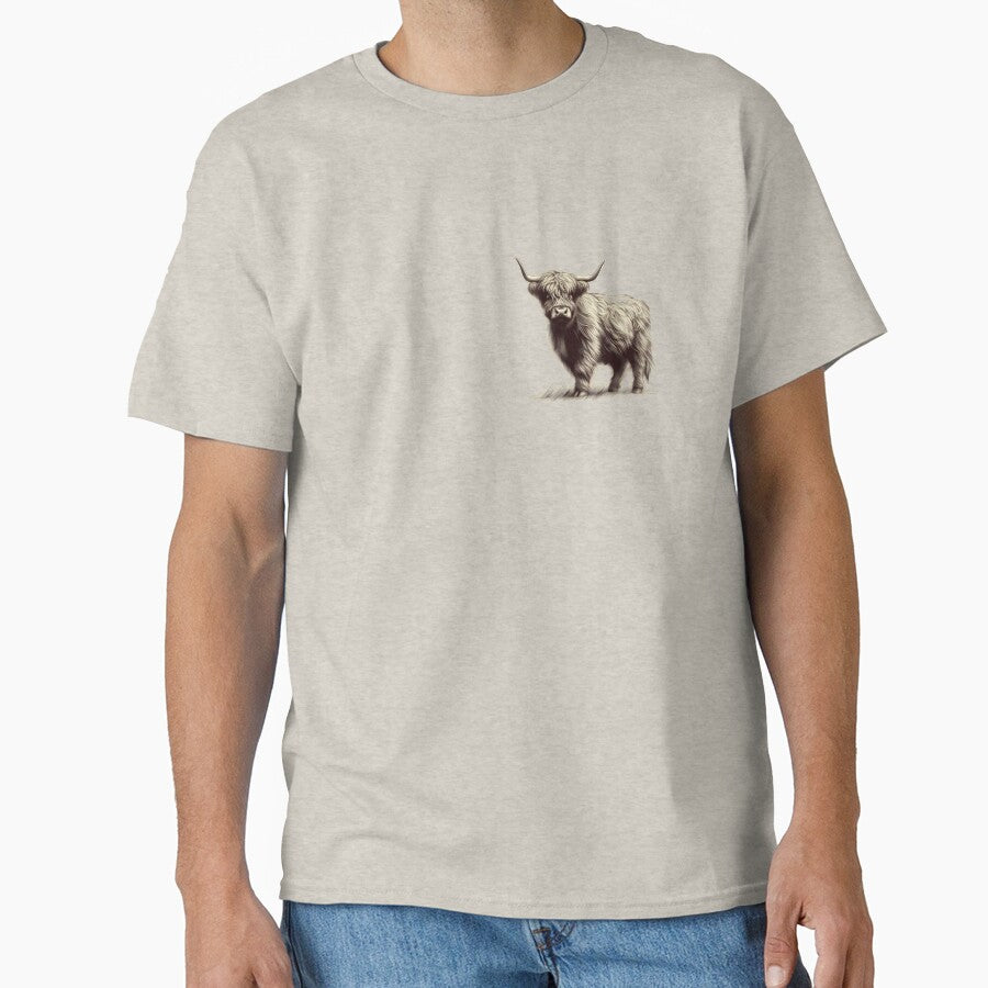 Scottish Highland Cow Abstract Retro Sketch by MaedK