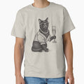 Fancy Black Cat with Champagne – Stylish Vintage Drawing by lilking31