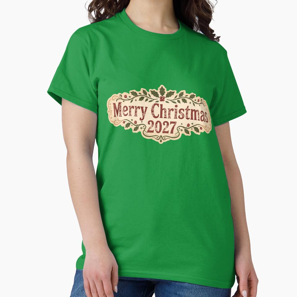 Merry Christmas 2027: Vintage Berry Holiday Art by MalisoStickers