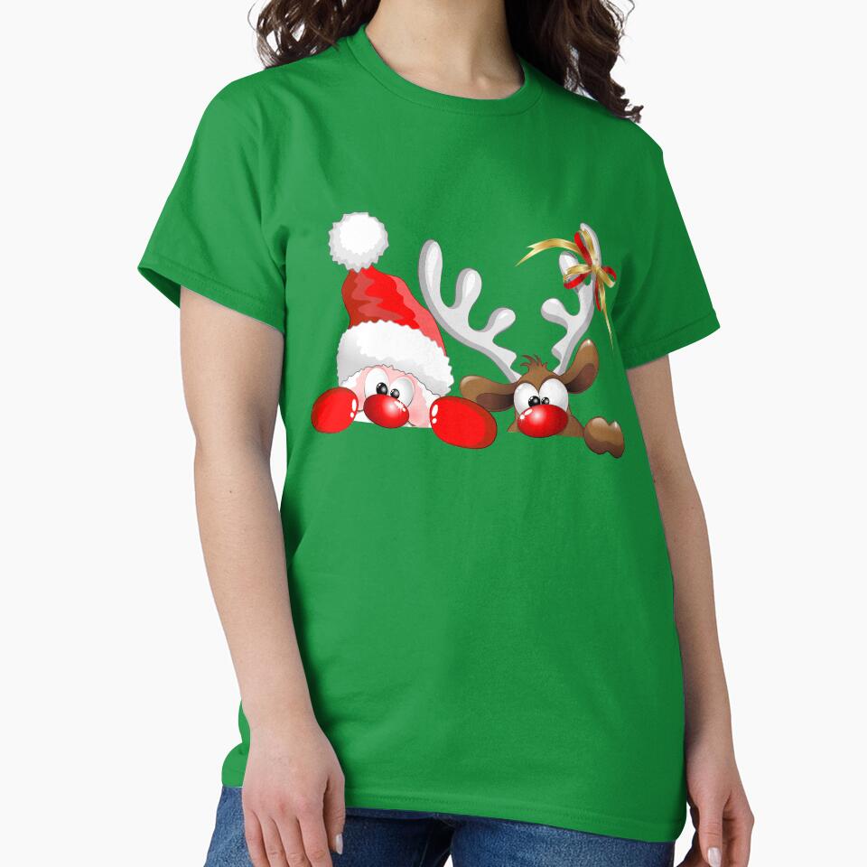 Funny Christmas Santa and Reindeer Cartoon by BluedarkArt