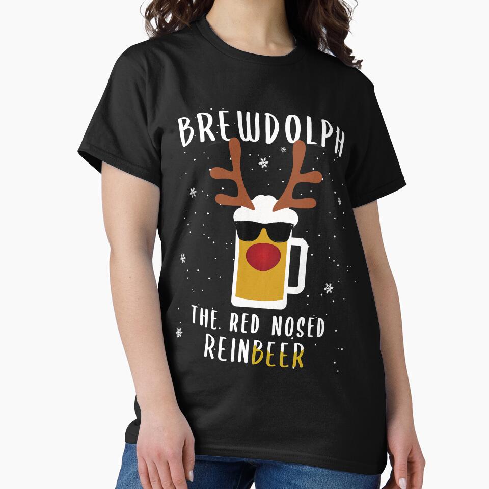Reindeer Beer Rudolph Brewdolph Funny Christmas Gift Idea by DanMoor