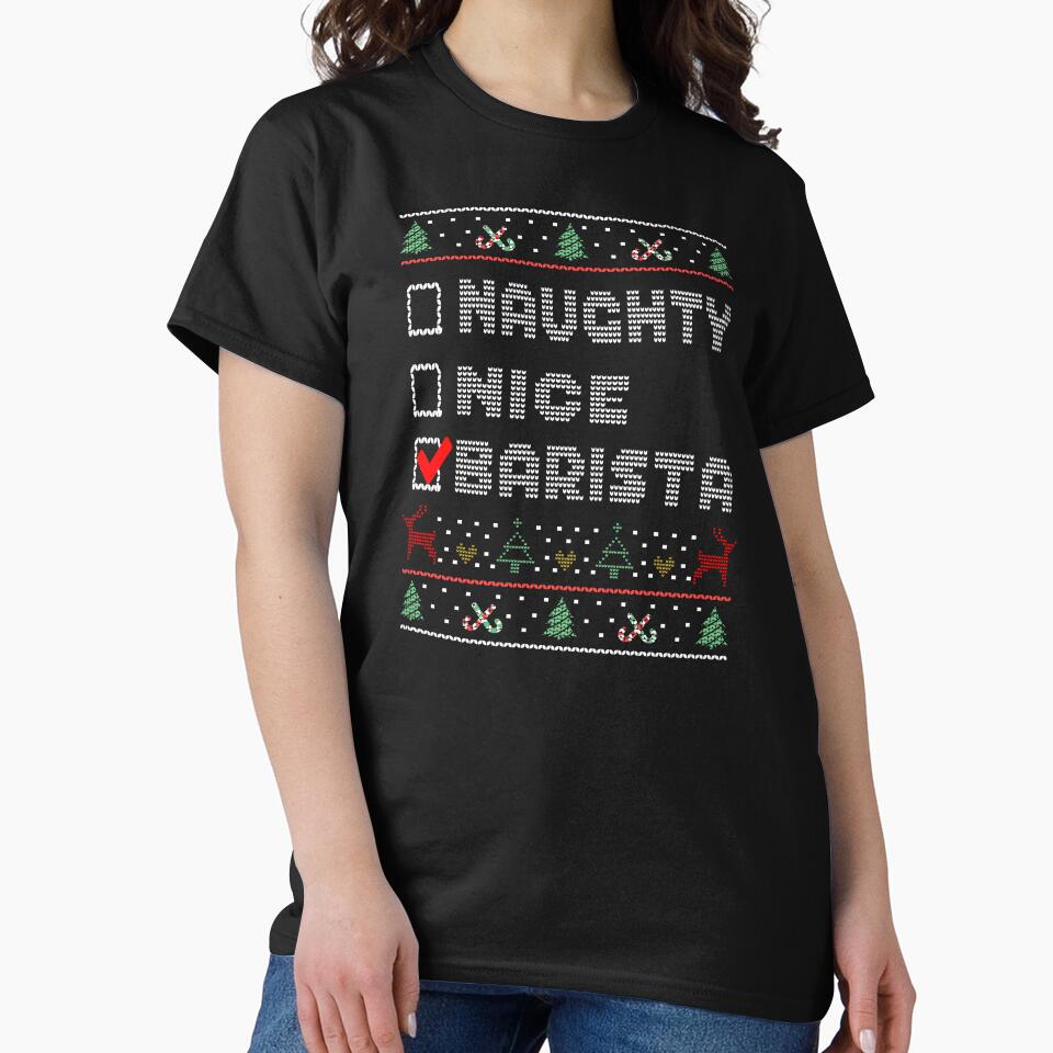 Naughty Nice Barista, Matching Christmas Group Pajama design by Merchking1