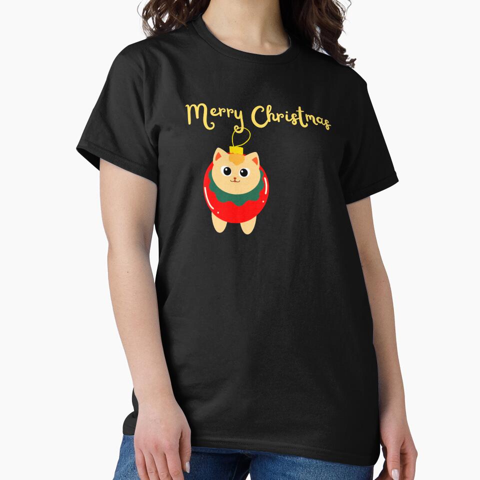 Adorable cat Christmas tree ornament - Funny Merry Christmas cat design by Theleochick