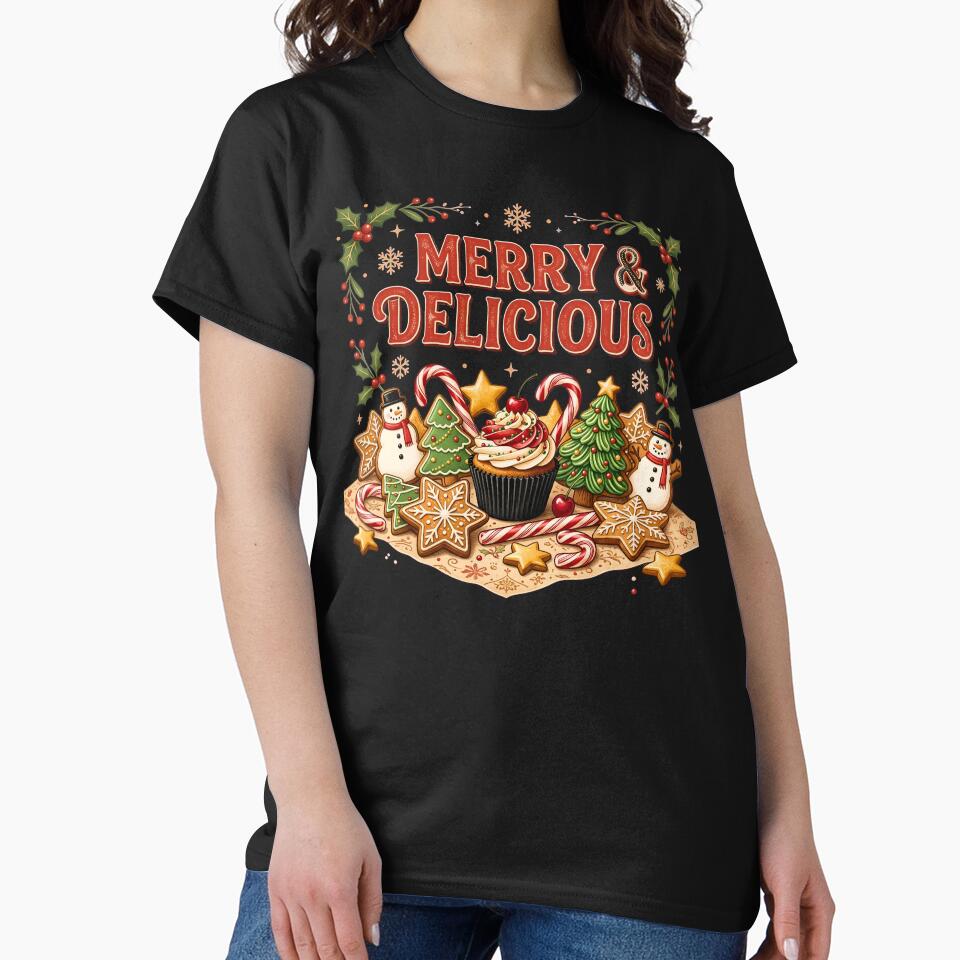 Merry And Delicious Christmas Baking Cookies Cupcake Retro Holiday by DYAFLK