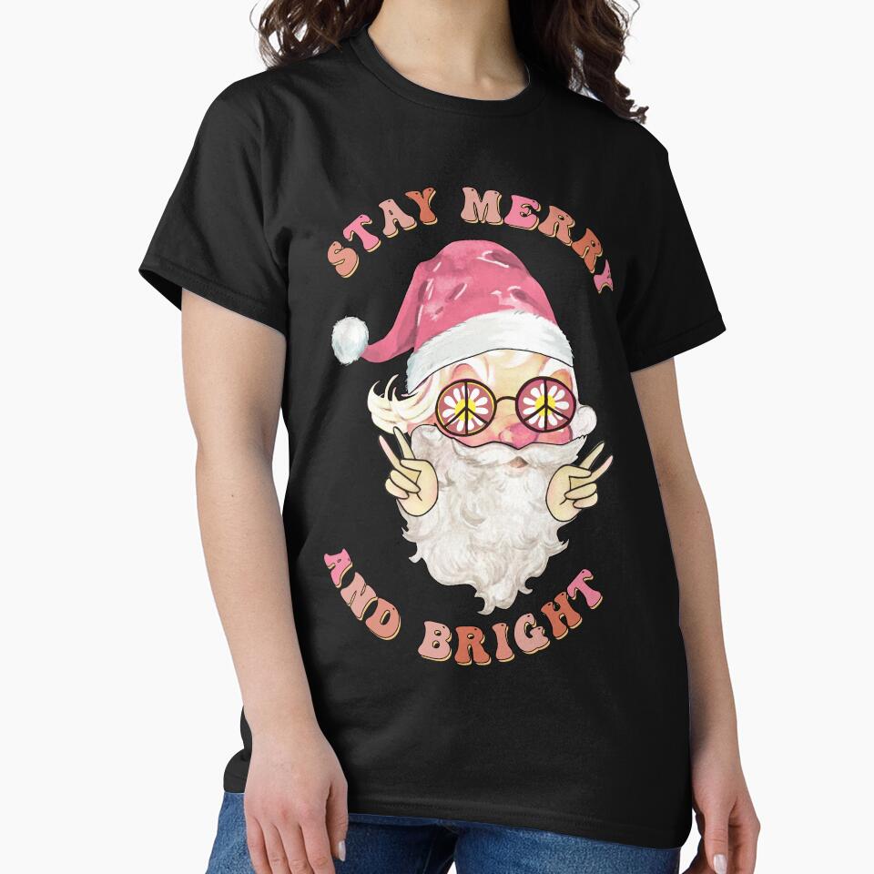 stay merry and bright christmas hippie santa claus by hieuvustore