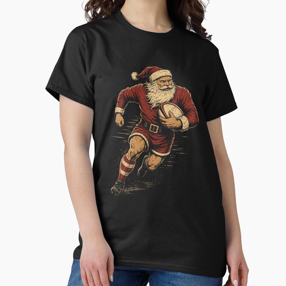 Funny Santa Playing Rugby Christmas Xmas Pajama Rugby Player Gift by Moizento