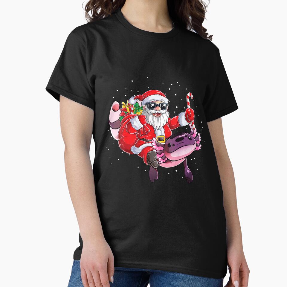 Santa Claus Riding Axolotl Christmas Funny Pajama Xmas Boys Kids by ChaceMorin
