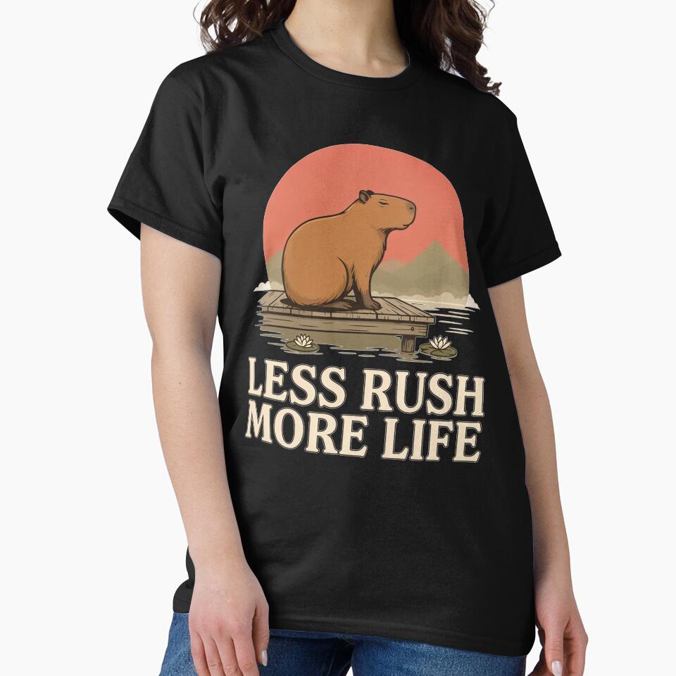 Less Rush More Life Capybara – Vintage Mindful Nature Design by No Excuses Supply