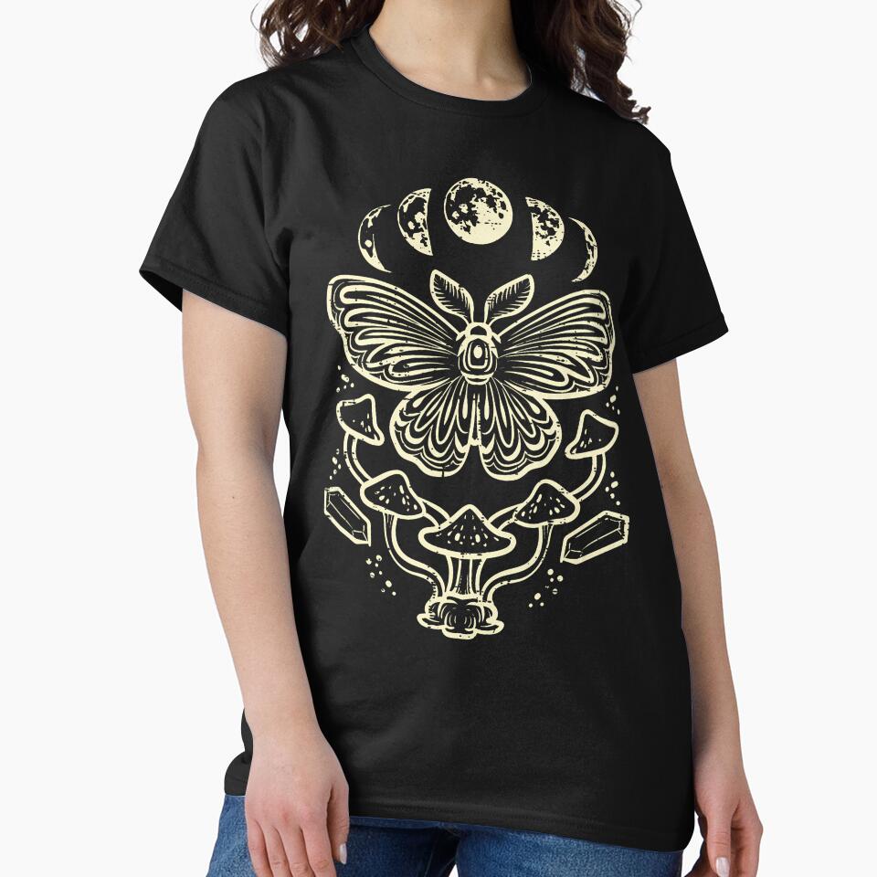 Moth Moon Phases Mushroom Goblincore Grunge Women Men by BeverlyBrenda