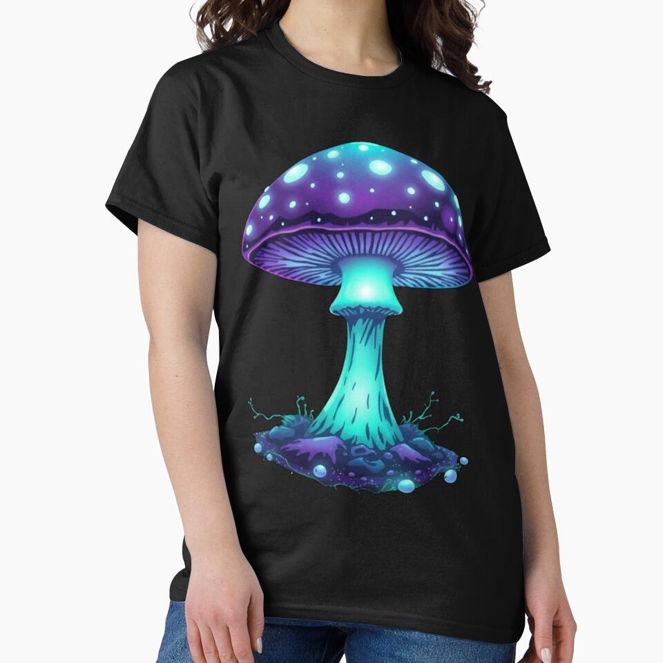 Psychedelic Glow Mushroom – Neon Fungi Fantasy Art by Rothnaric
