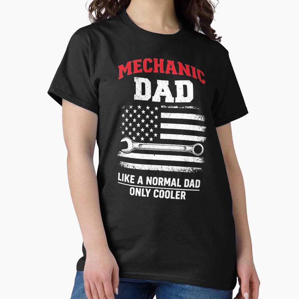 Mechanic Dad Vintage USA Flag Handyman Father's Day Car Men by clothesy7