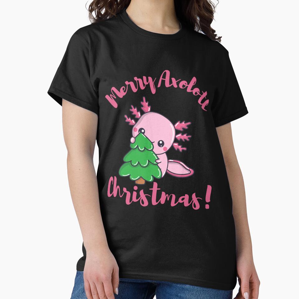 Cute Axolotl with Christmas Tree by MimsTees