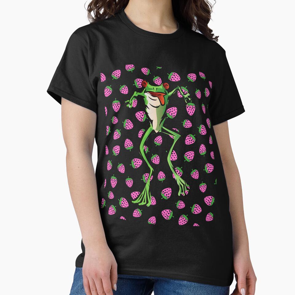 Strawberry frog and strawberries Funny Toad by OneTimeEngineer