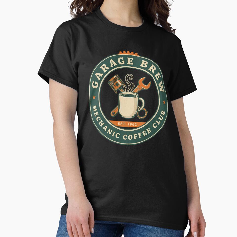 Garage Brew – Mechanic Coffee Club – Retro T-Shirt by T-ShirtArtTom