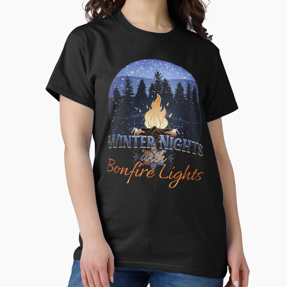 Winter Nights with Bonfire Lights Retro Sunset by MythikCreationz