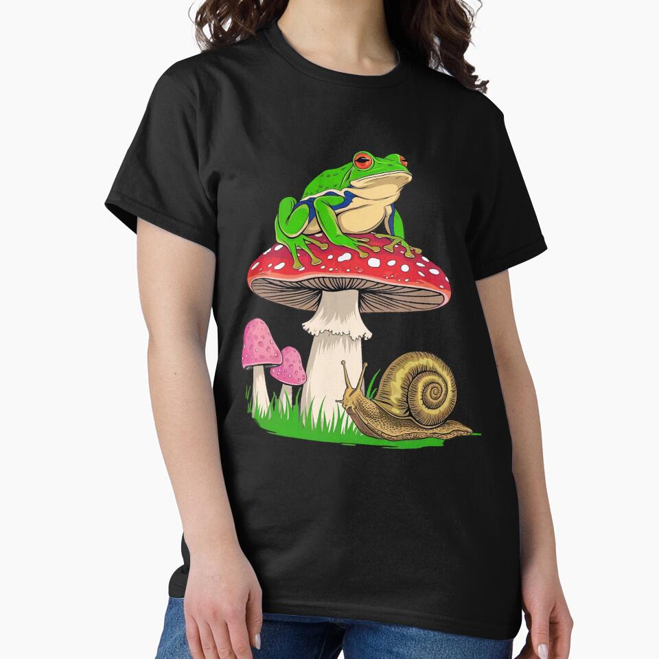 Cottagecore Frog Mushroom Mom Shirt – Cute Frog and Snail Nature Aesthetic Tee by ZyxDes