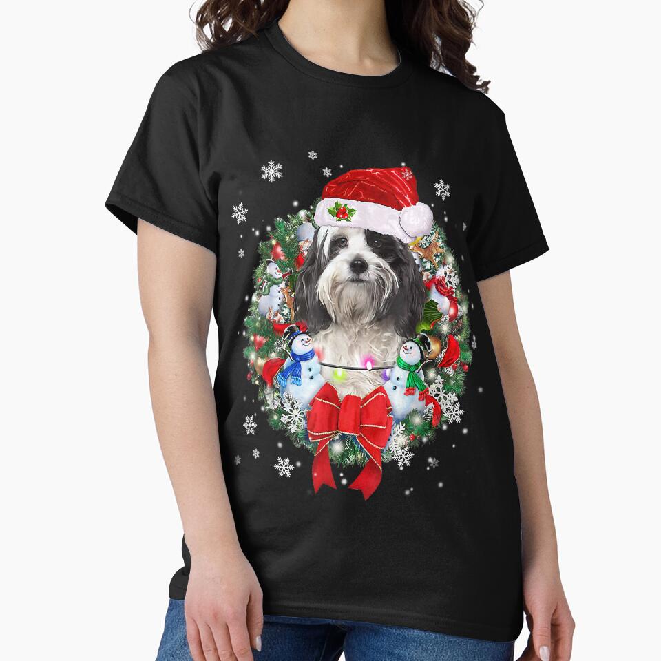 Tibetan Terrier Christmas Wreath Decoration Xmas Pajamas by IsraelCastro