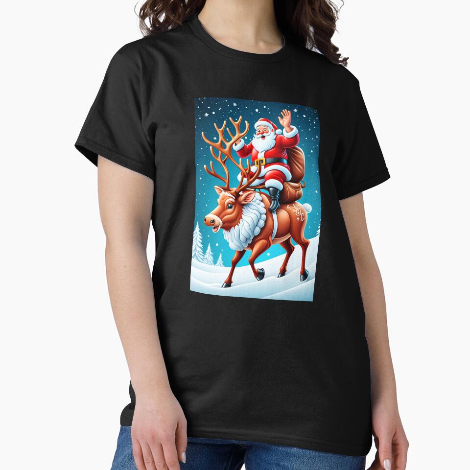 Cute Santa Riding Reindeer by Itsheartshop