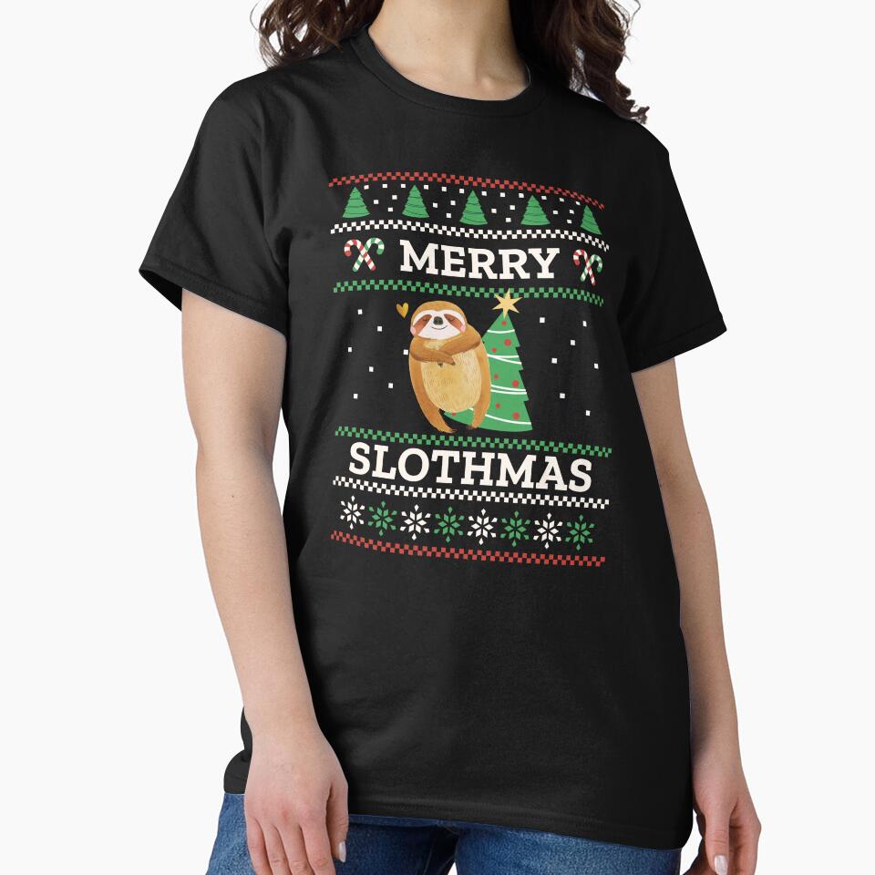 Merry Slothmas Christmas Sloth by DomTeesHaven