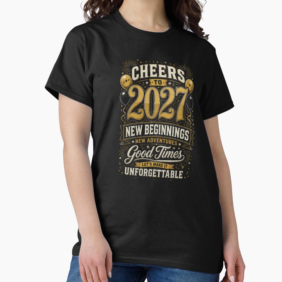 Copy of Happy New Year 2027 Vintage Gold Celebration T-Shirt | Festive Party Design 1 by Beauty2244