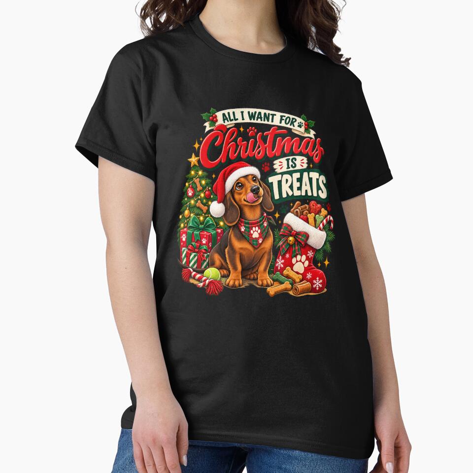 Dachshund Christmas All I Want for Christmas Is Treats by PunchDrop