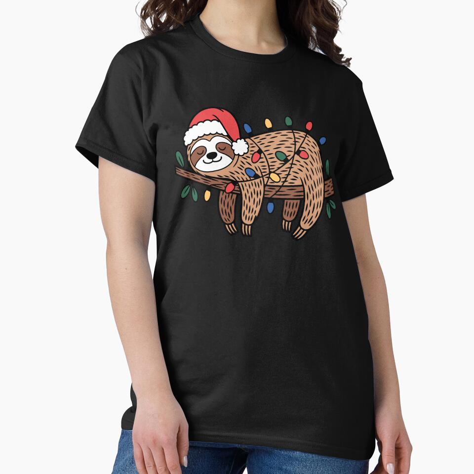 Cute Sleeping Sloth Christmas Lights Holiday Design by styleonestaa