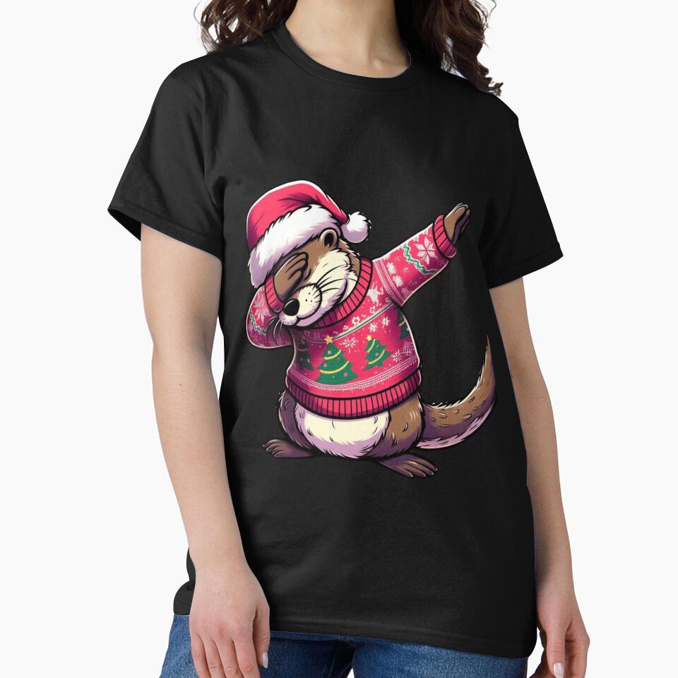 Dabbing Otter with Santa Hat by HeadTurningArt