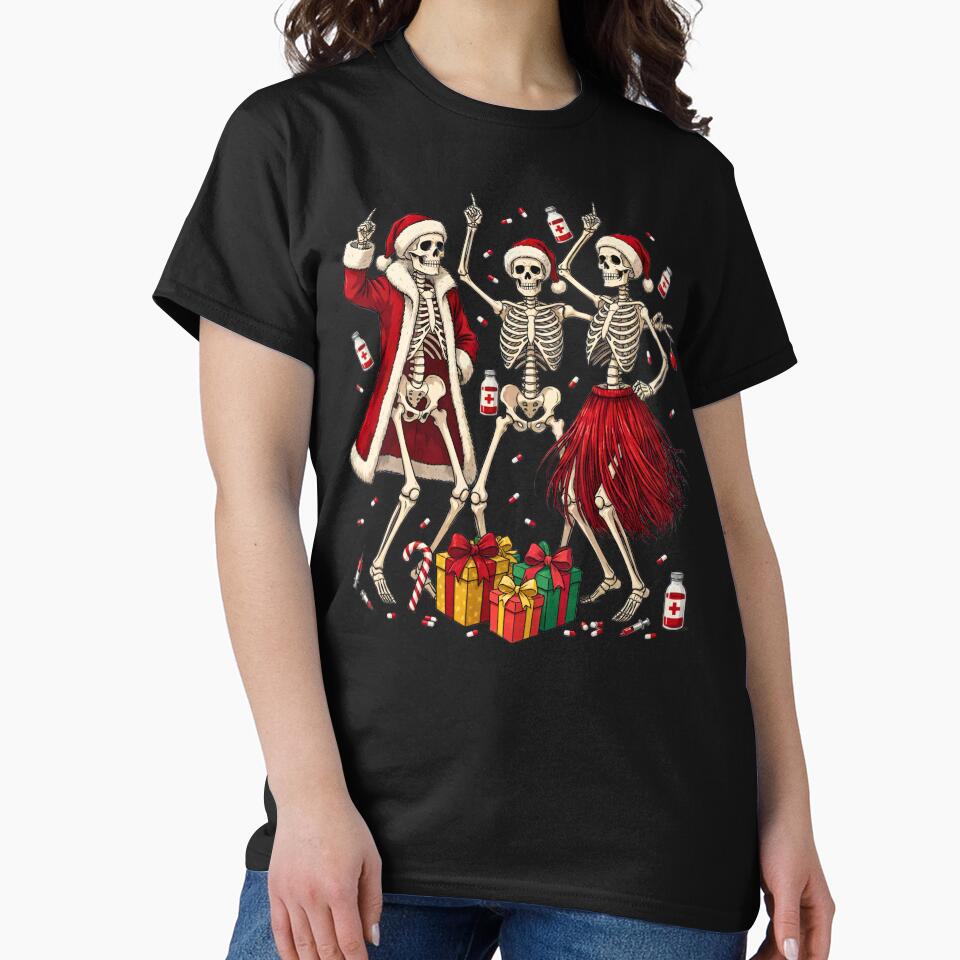 Funny Medical Skeletons Dancing Nurse Christmas Party by DYAFLK